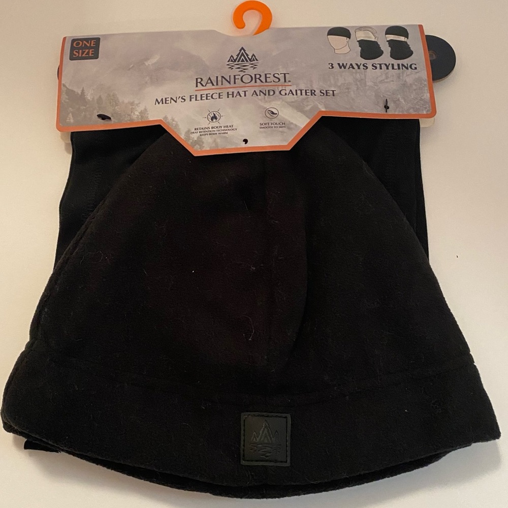 NWT Rainforest Mens Fleece Hat and Gaiter Set